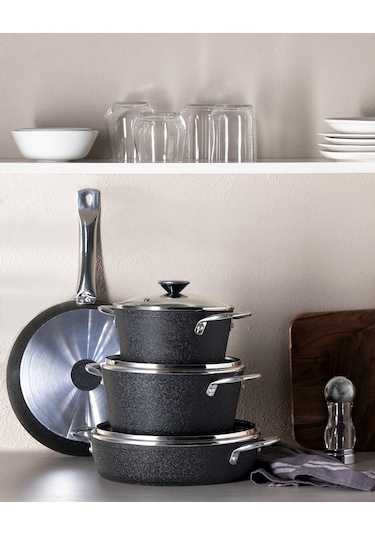 Madame Coco Titanium 7 Parça Tencere Seti Noir - Siyah Tncr0000000040