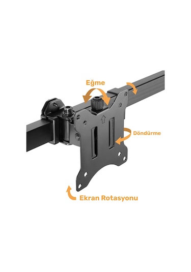 Npo Std5704b Basic 17"-32" Vesa Yükseklik/genişlik Ayarlı Kablo Yönetimli Dörtlü Monitör Tutucu