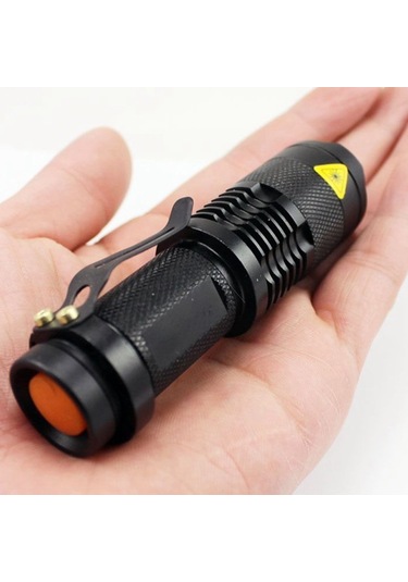 MSO Cree Q5 Led Ampül Mercekli Zoom El Feneri Siyah