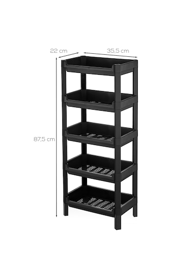 Porsima Org-75-ecom 5 Katlı Düzenleyici-banyo Mutfak Organizer Raf Siyah
