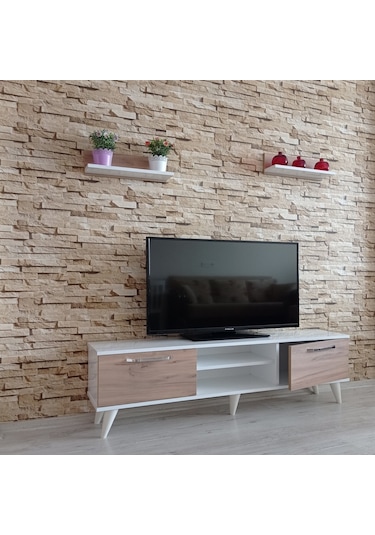 Mobilya Sepeti ( Ms 70 ) Mdf Tv Ünitesi Dolabı,Raflı,Beyaz-Cev...