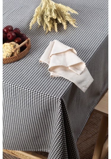 Wellstil Doku Keten Piti Pötikare Kareli Masa Örtüsü Siyah