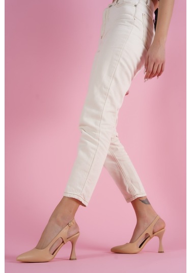 Duck Nude Yanları Açık Topuklu Ayakkabı