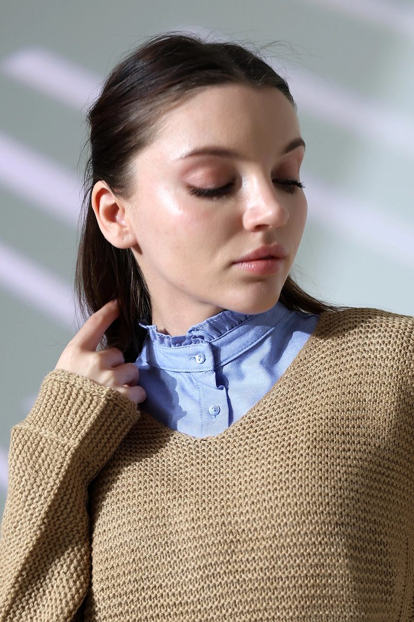 Schık Schık Pamuklu Fırfır Yaka Çıkarılabilir Yarım Gömlek İndigo Sckwm24gml02 Indigo