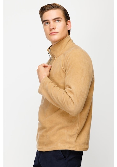 İgs Erkek Camel Standart Yarım Fermuar Polar Camel