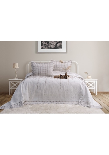 Marin 3 Parça Çift Kişilik Pike Takımı Ekru 240 X 260 Cm Ekru