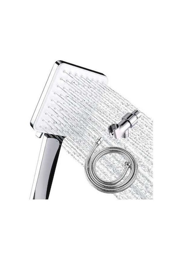 Novahub 6 Fonksiyonlu Gümüş Kromlu Duş Başlığı - 1.5m Hortum & Ayarlanabilir Askılı Abş Materyal Gümüş