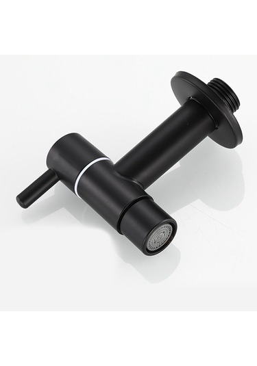 Xurunkeji Mop Lavabo Musluğu 304 Paslanmaz Çelik Banyo Çamaşır Makinesi Musluğu Açık Bahçe Tek Soğuk Su Musluğu Siyah Siyah