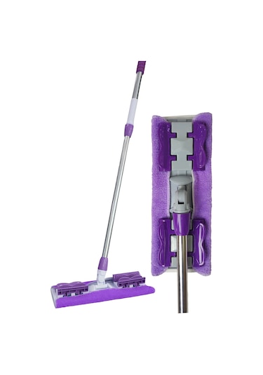 Sihirli Spin Mop Teleskopik Çok Amaçlı Mop +1 Bez Hediyeli - Mor