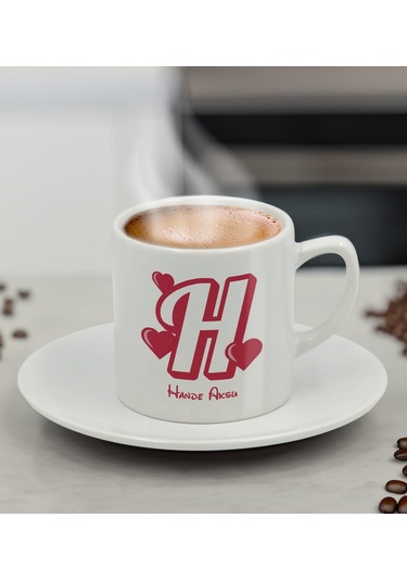 Bk Gift Kişiye Özel Kalpli Harf Tasarımlı Türk Kahvesi Fincanı Kobitmeyencom33502 Bk Gift Renkli
