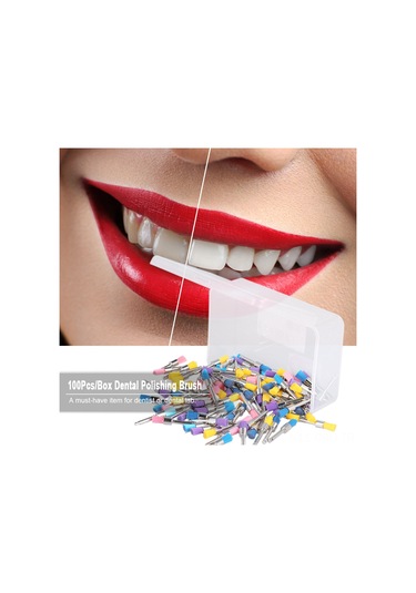 Samdoo Renkli Nylon Diş Fırçalari Seti - Beyazlatma Ve Parlatma İşlevi - Diş Hekimi Ve Laboratuvar Kullanımi - 100 Adet Kutulu