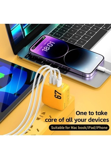 Zyzqstore Gallium Nitride 67w Hızlı Şarj Çoklu Çıkış Pd Cep Şarj Cihazı 1 Adet