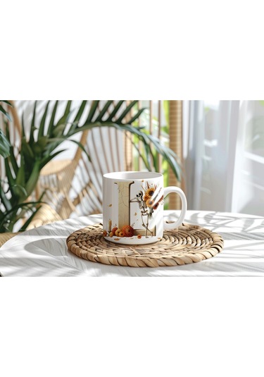 L Harfi Pembe Kareli Kalpli Göz Emojili Kupa Bardak Eğlenceli Kareli Tasarım Kahve Çay Kupası Beyaz