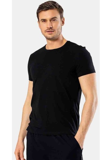 Cacharel Erkek Bisiklet Yaka Likralı T-shirt 1331/siyah 001