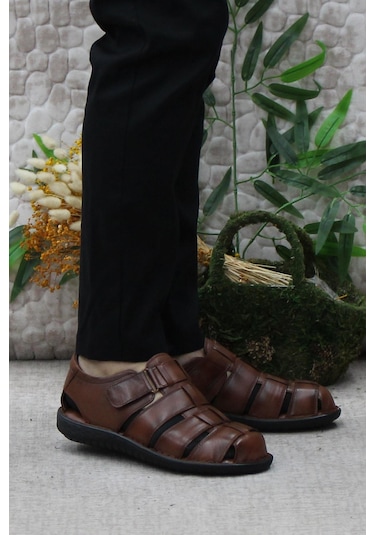 Mehmet Mete 102 Taba Kale Comfort Hakiki Deri Erkek Sandalet Taba