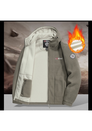 Snapbuy Kapüşonlu, Polar Erkek Ceket Haki Yeşil