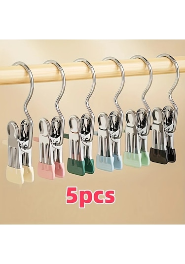 Awesomestore 5 Adet Paslanmaz Çelik Askı Kumaş Ve Pantolon İçin Nazik Rastgele Renk