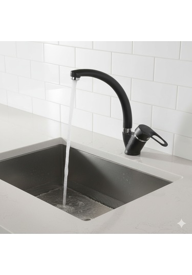 40 Mm Kuğu Borulu Eviye Mix Muftak Bataryası Siyah Şıklık Ve Ergonomi Mutfağınızda Mat Siyah