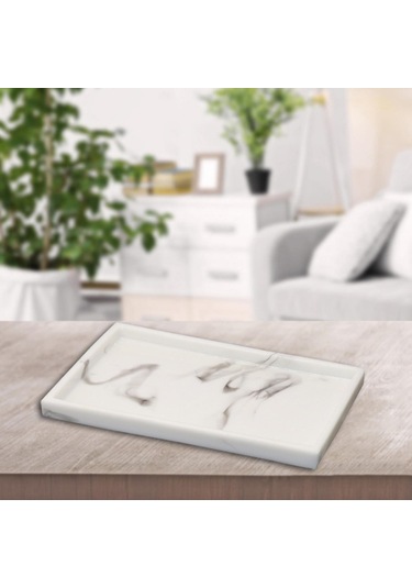 Homyl Tuvalet Vanity Tepsi Lüks Reçine Küvet Mumlar Beyaz Beyaz