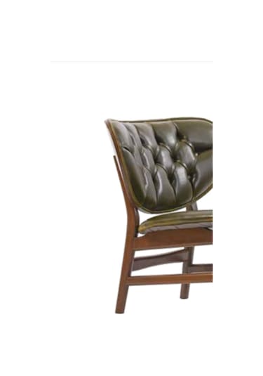 Bengimobilya Sandalye Zus185 Kapitone Model Ahşap Retro Iskelet Yeşil Suni Der