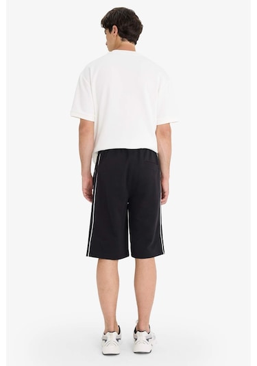 Defacto Baggy Fit Beli Bağcıklı Düz Paça Şort F0185ax25smbk81 Siyah