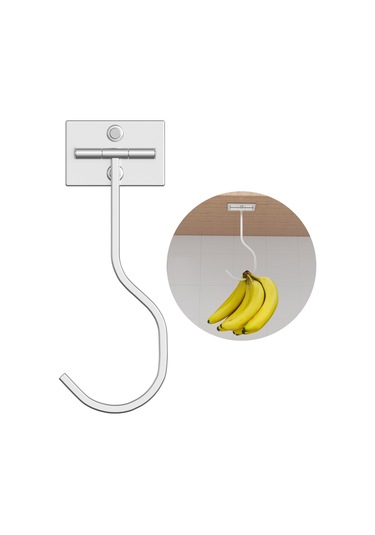 Springsun Gümüş Renkli Çekilebilir Mutfak Muz Kancası - Kolay Kurulumlu, Ayarı Kolay Tavan Montajlı Sebze Meyve Asma Demiri