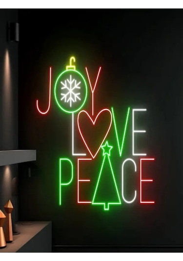 Twins Led Joy Love Peace Yazılı Yılbaşı Temalı Neon Tabela Kırmızı Model:model:22533366 Kırmızı