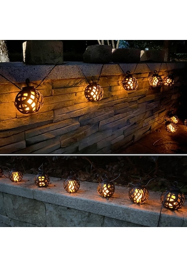 Sones 6'sı 1 Arada Güneş Enerjili Alev Topu Işık Dizisi Açık Hava Güneş Enerjili Avlu Ip44 Su Geçirmez Işık