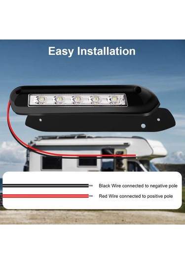 Boatshop1 Siyah 12v 24v Led Karavan Duvar Lambası Çok Renkli Abs Dış İç Aydınlatma Rv Veranda