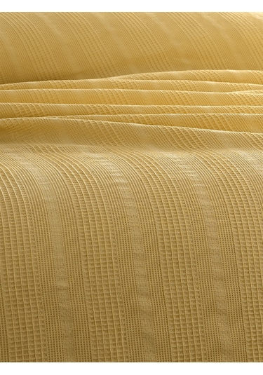 Tek Kişilik Waffle Pike 160x230cm, %100 Pamuk, Petek Tasarım, Hardal Hardal Hardal