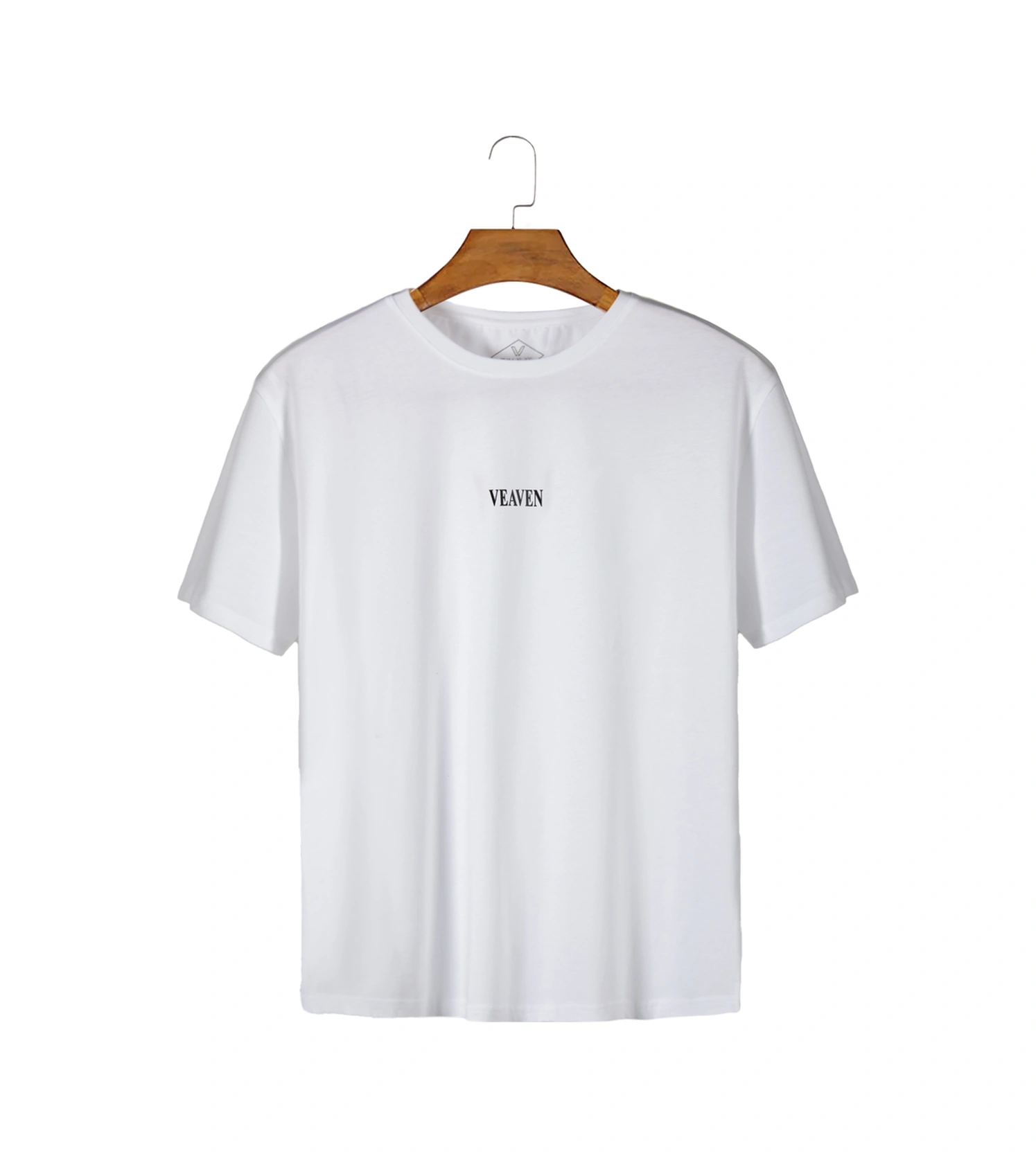 Unisex Beyaz Önü Veaven Baskılı Bisiklet Yaka Oversize Kalıp Basic Pamuklu T-shirt Beyaz1