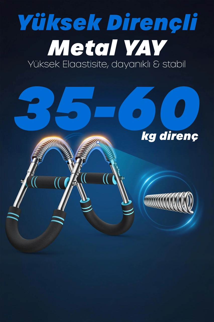 3x Power 35-60kg Ayarlanabilir Üçlü Metal Yaylı Göğüs & Kol Full Body Egzersiz Aleti Fitness Bar