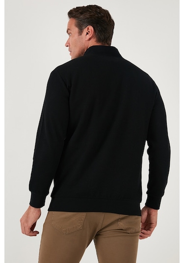 Buratti Pamuklu Regular Fit Yarım Fermuarlı Dik Yaka Erkek Sweat 5905716 Siyah