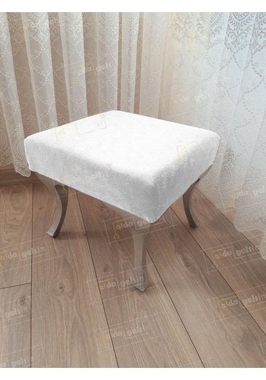 Ayak Ucu Kapı Önü Antre Düz Bench Puf Gümüş Ayak Pembe
