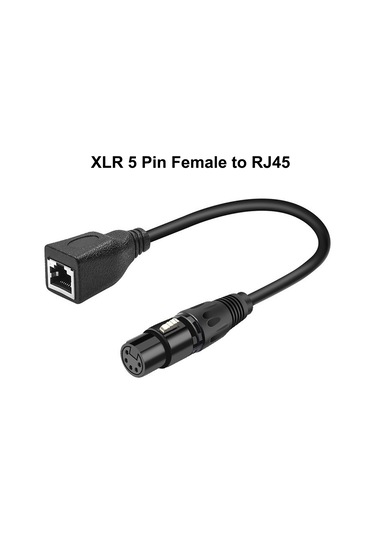 Yifomall Dmx Sahne Işık Sinyali Aktarımı İçin 5 Pin Xlr Erkek/dişi Rj45 Adaptör Kablosu Seti 2 Adet 0.5m Siyah Ethernet Konvertörü Diğer