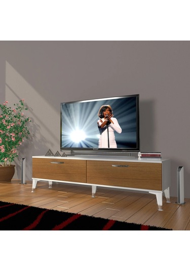 Decoraktiv Eko 140 Mdf Std Silver Tv Ünitesi Tv Sehpası - Beyaz - Ceviz Beyaz - Ceviz