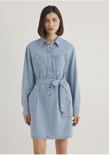 Mavi - Bridget Gold Klasik Açık Mavi Jean Elbise 1310541-87816 Açık Mavi