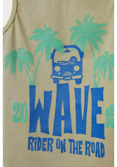 Defacto Erkek Bebek Bisiklet Yaka Palmiye Desenli Atlet E2341a525hskh271 Haki