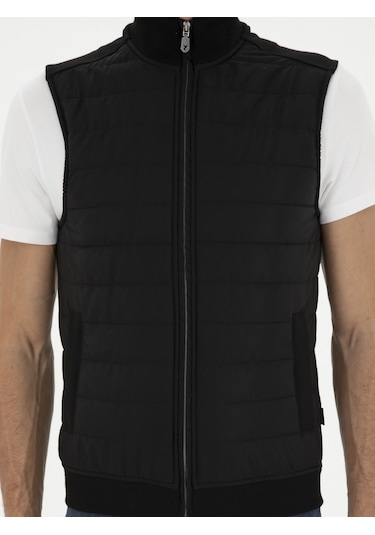 Cacharel Siyah Slim Fit İnce Kapitone Mont Yelek