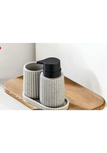 Cooker Ckr3430 Gri Banyo Seti Stoneware 3'lü Gri