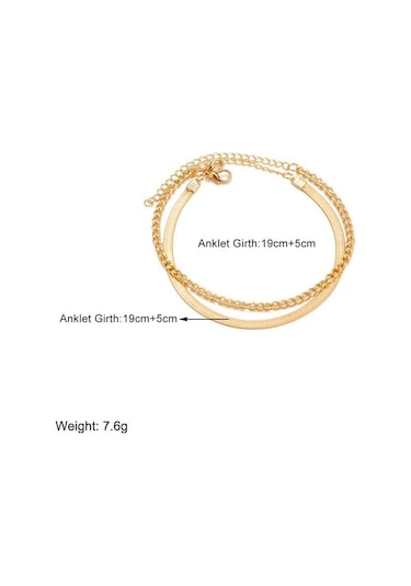 Altın Rengi Basit Zincir Halhal 2 Adet Altın Kaplama Altın Kaplama