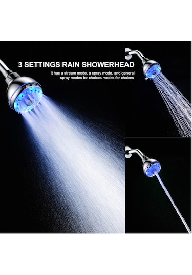 Geeksen Renkli Flaş Işıklı Led Duş Başlığı 3 Ayarlı Yağmur Duş Başlığı Ayarlanabilir Banyo Duş Başlığı Cilalı Krom Banyo Yağmur Duş Başlığı Değiştirme Diğer