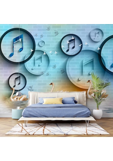 Müzik Nota Temalı Duvar Kağıdı Baskı