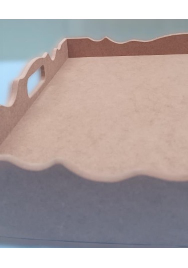 Hobi Dekoratif Tepsi Ayaklı Dikdörtgen Ham Ahşap Mdf Model El Yapımı