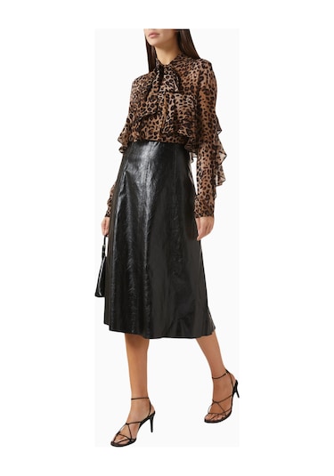 Marella Coated Twill Flared Midi Etek, Modern Ve Şık Tasarım Siyah