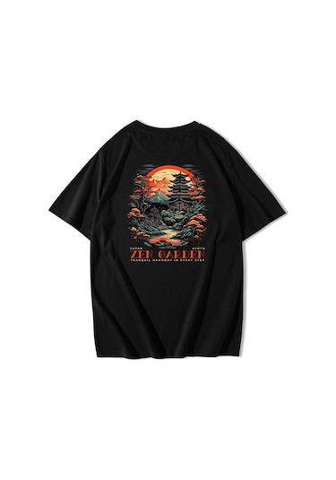 Brz Collection Unisex Oversize Zen Garden T-shirt-siyah Siyah