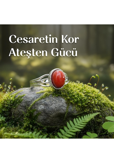Akik Taşı Çelik Yüzük - Kararmaz Renkli