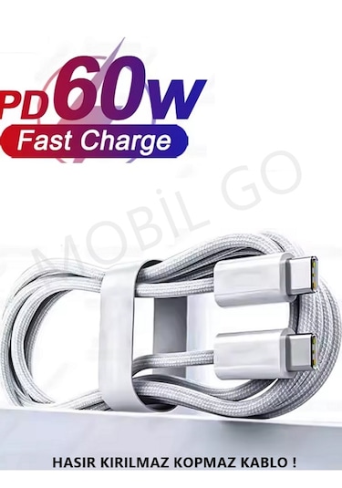 İphone 15-16-17 Pro Max Plus Uyumlu Type-c Hasır Yeni Nesil Hızlı Şarj Kablosu -