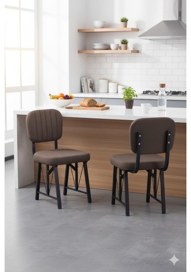 Elfin Mutfak Sandalyesi Yemek Odası Bahçe Balkon Otel Restoran Kafe Sandalyesi - 1 Adet - Kahverengi Kahverengi