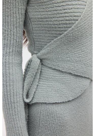 Fluff Bağlamalı Gri Üst-etek Takım Gri